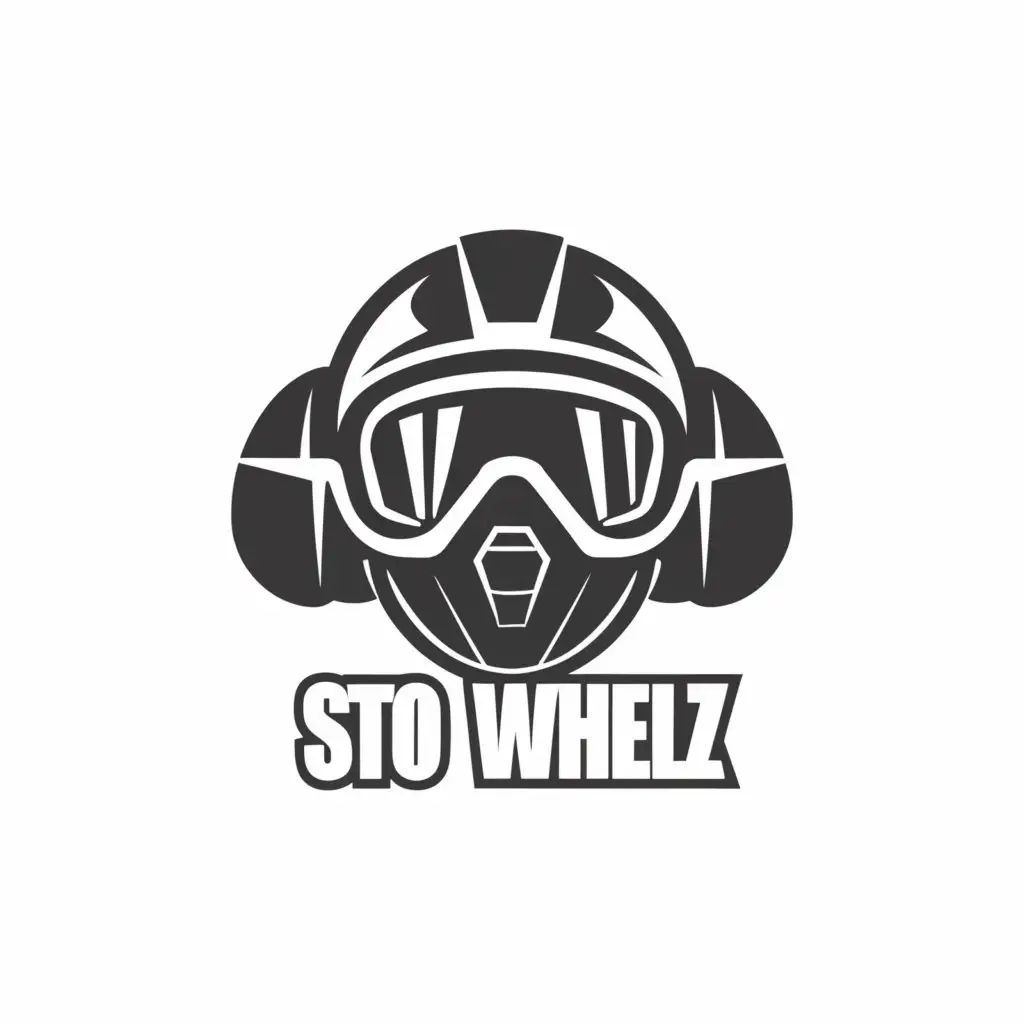 a logo design,with the text "STOL Wheelz", main symbol:Logo should invoke a pilot helment and the feeling that our brand of custom wheel is fit for the experimental airplane industry.

colors should be variations of gray
,Moderate,clear background