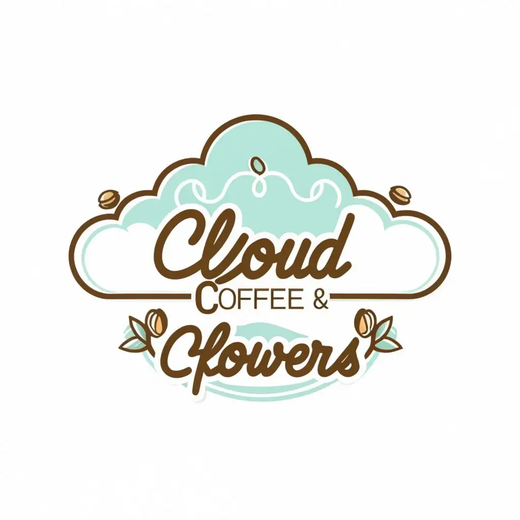 LOGO-Design-for-Cloud-Coffee-and-Flowers-A-Whimsical-Blend-of-Nature-and-Nourishment