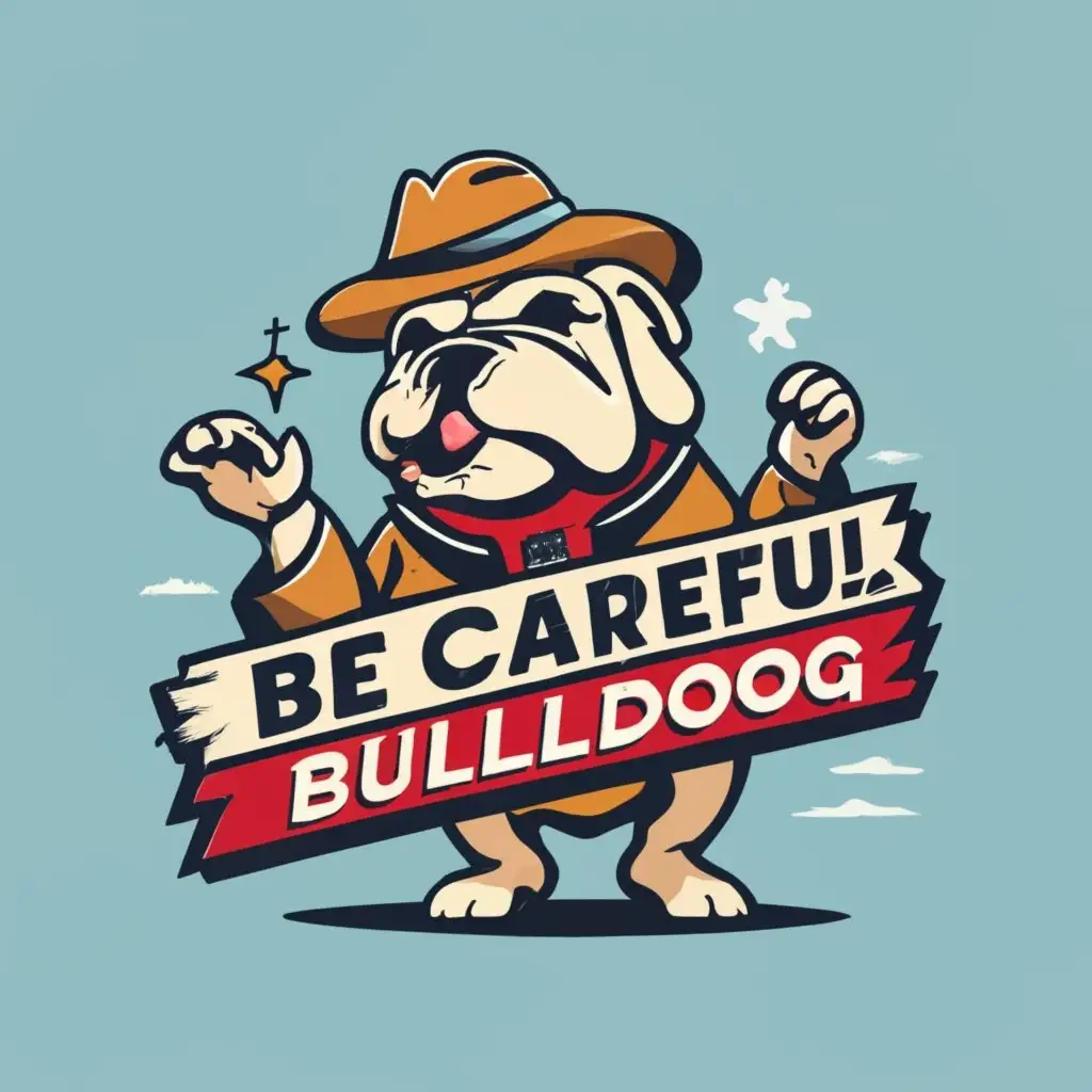 logo, Big bulldog, with the text "Be careful, bulldog", typography, be used in Entertainment industry