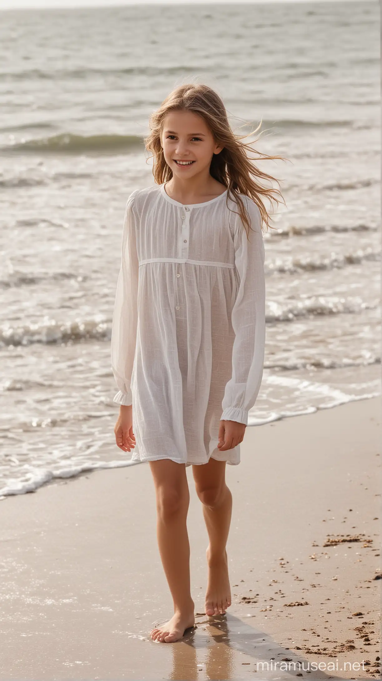 young girl walking on a beach