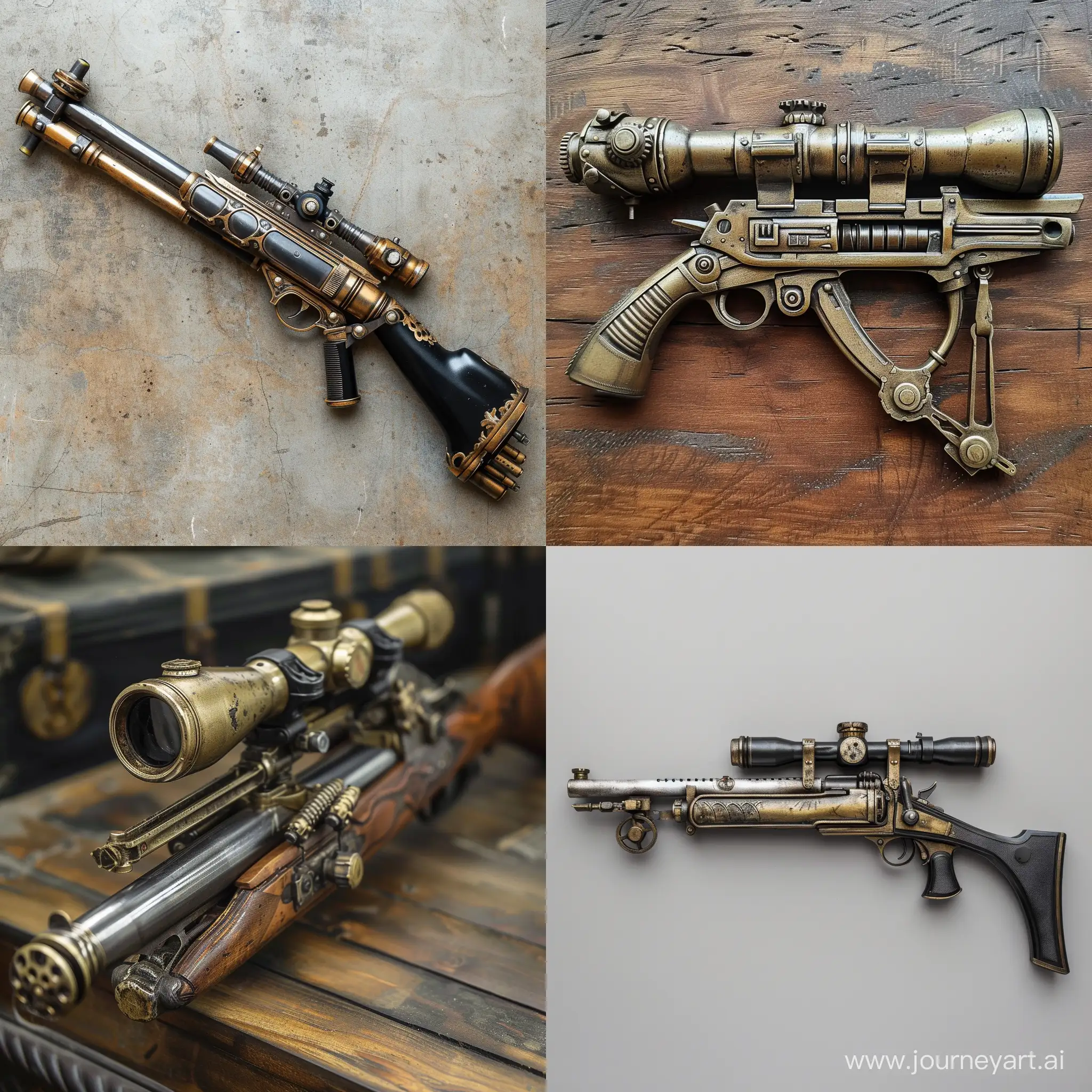 Intricately-Designed-Steampunk-Rifle-with-Attached-Small-Barrel