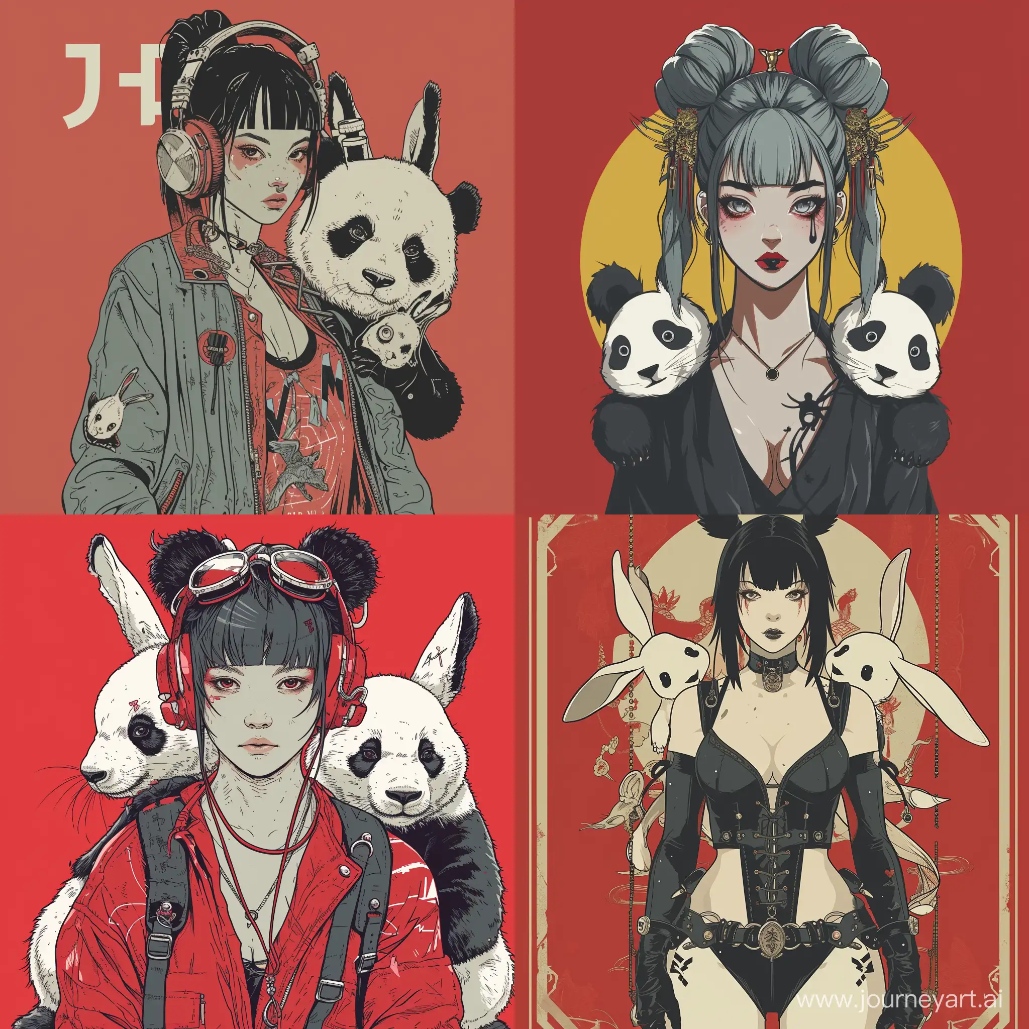 Chinese-Zodiac-Avatar-Punk-Style-with-Pandas-and-Rabbits