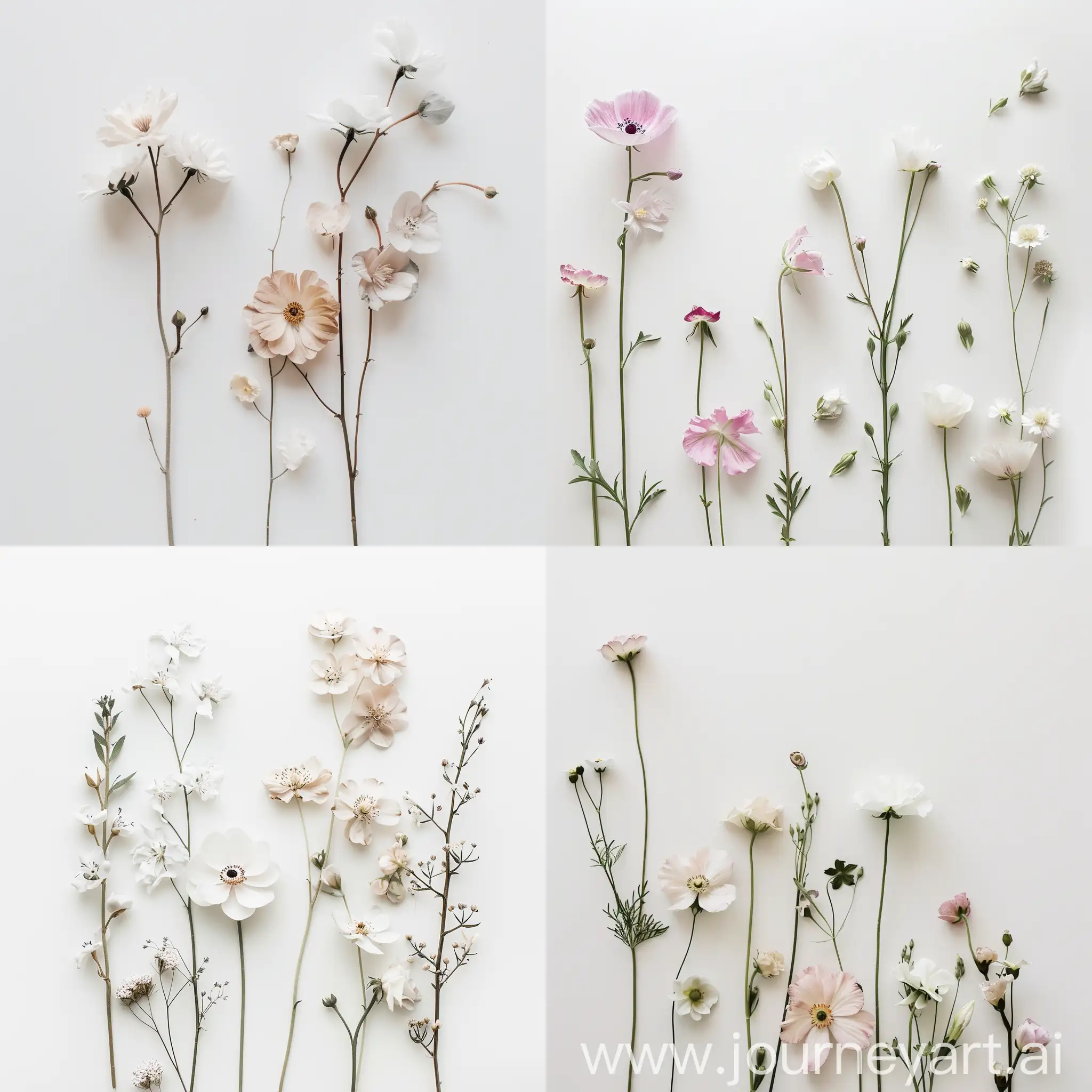 Delicate-Flowers-Arrangement-on-White-Background