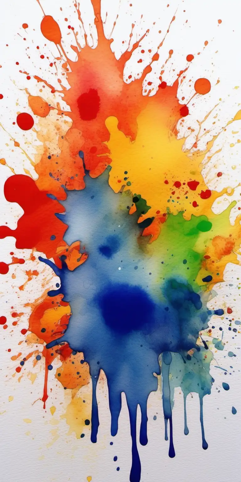 watercolor splashes all over the place strong colors
