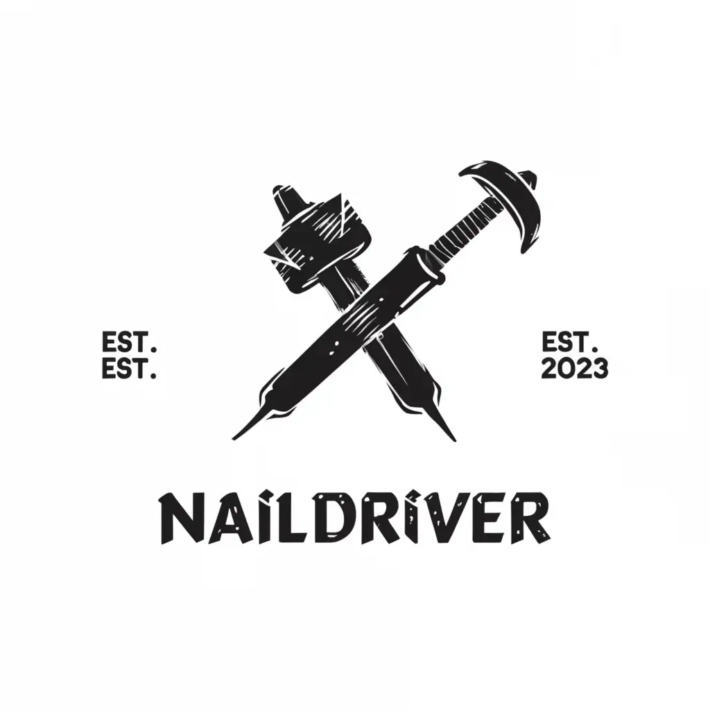 LOGO-Design-For-Naildriver-Minimalistic-Rock-Band-Symbol-on-Black-Background-with-Metal-and-Light-Green-Fonts