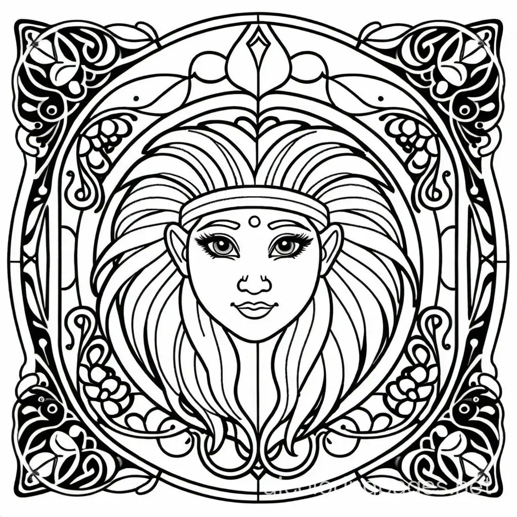 Enchanting-Trolls-Coloring-Page-Art-Nouveau-Inspired-Scene-with-Ornate-Frames