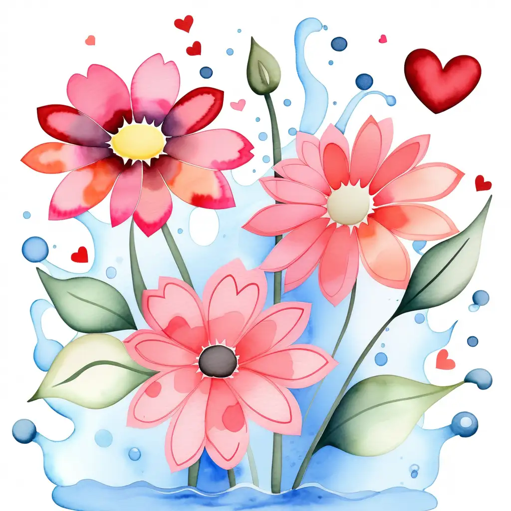 Flower water color valentine 