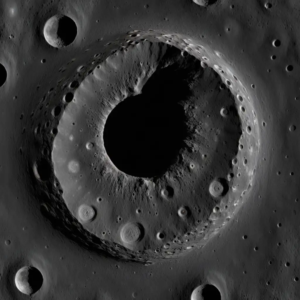 Detailed CloseUp of Swapped Moon Craters and Volcanos