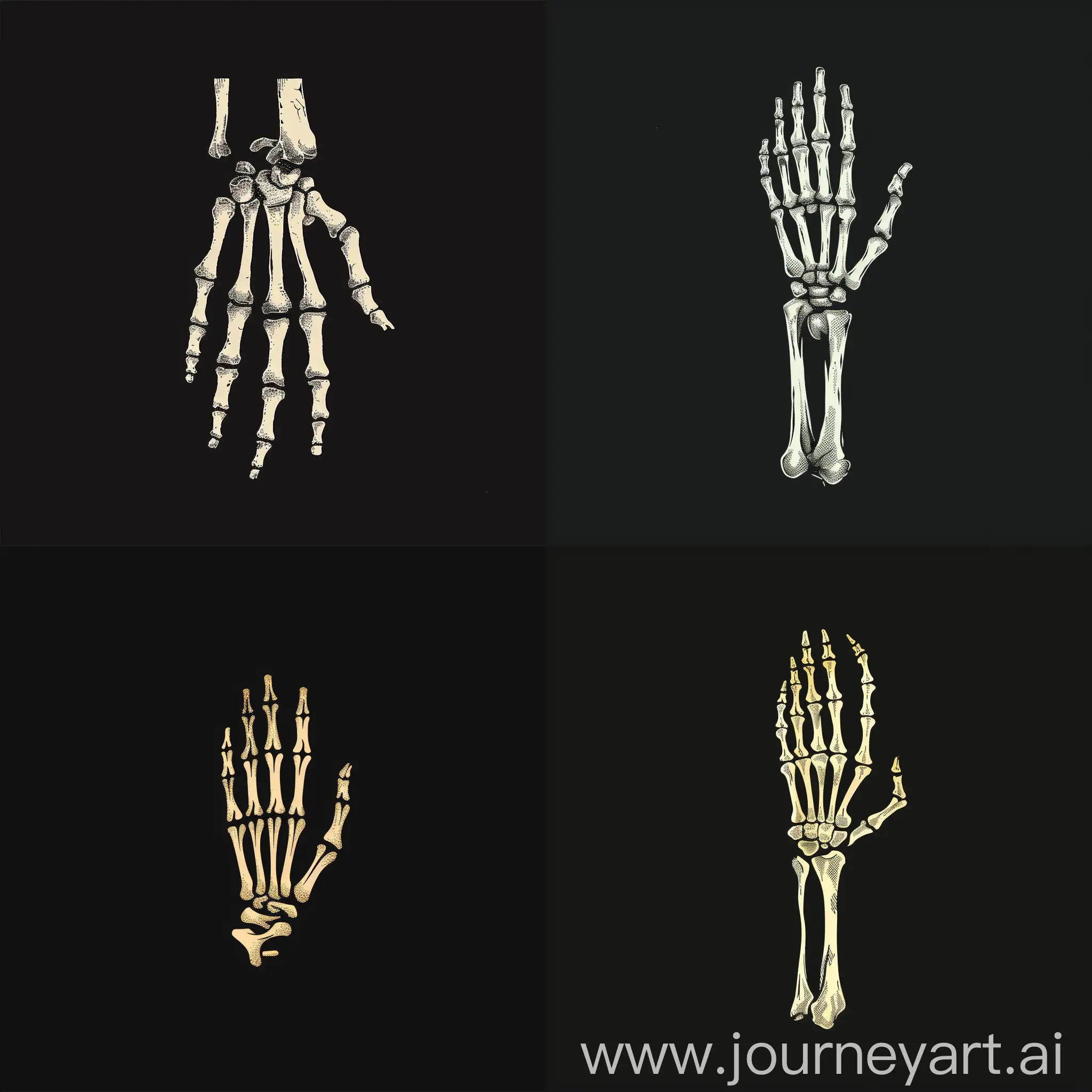 skeleton hand, logo, minimalistic, black background
