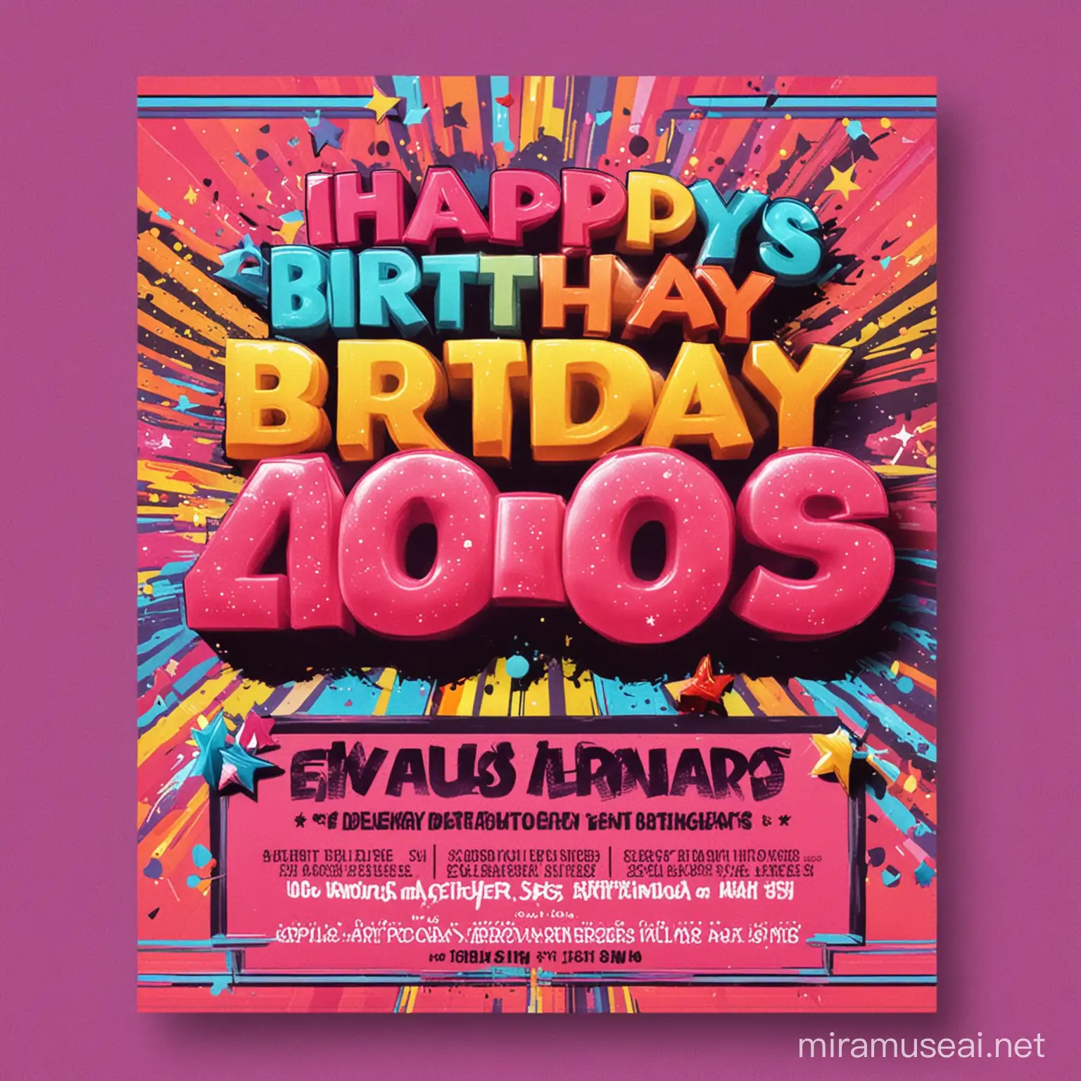 colorful based on an 80's theme  birthday party template 