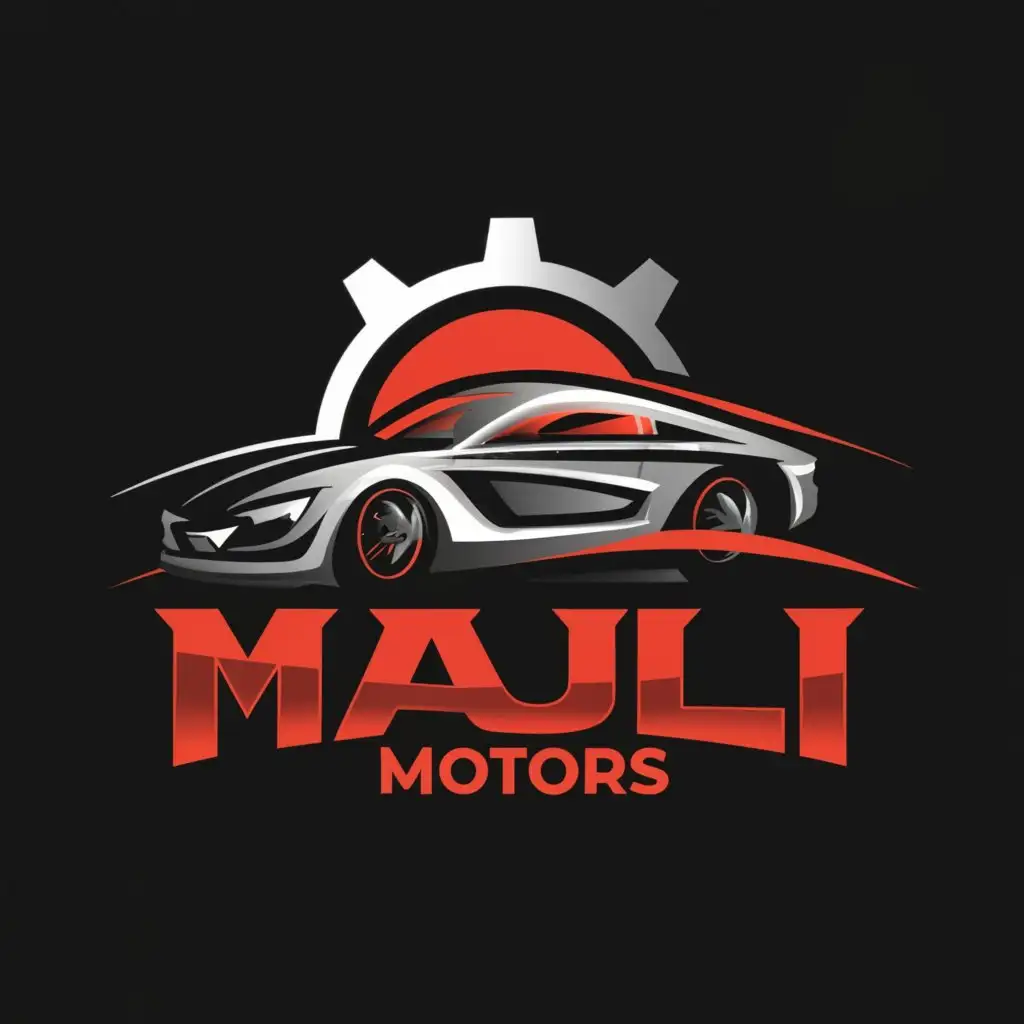 a logo design,with the text "MAULI MOTORS", main symbol:vehicle , gears , mechanic , servicing ,Moderate,be used in Automotive industry,clear background