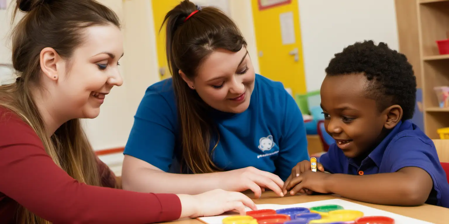 2 Support workers working with young children aged around 8 years old