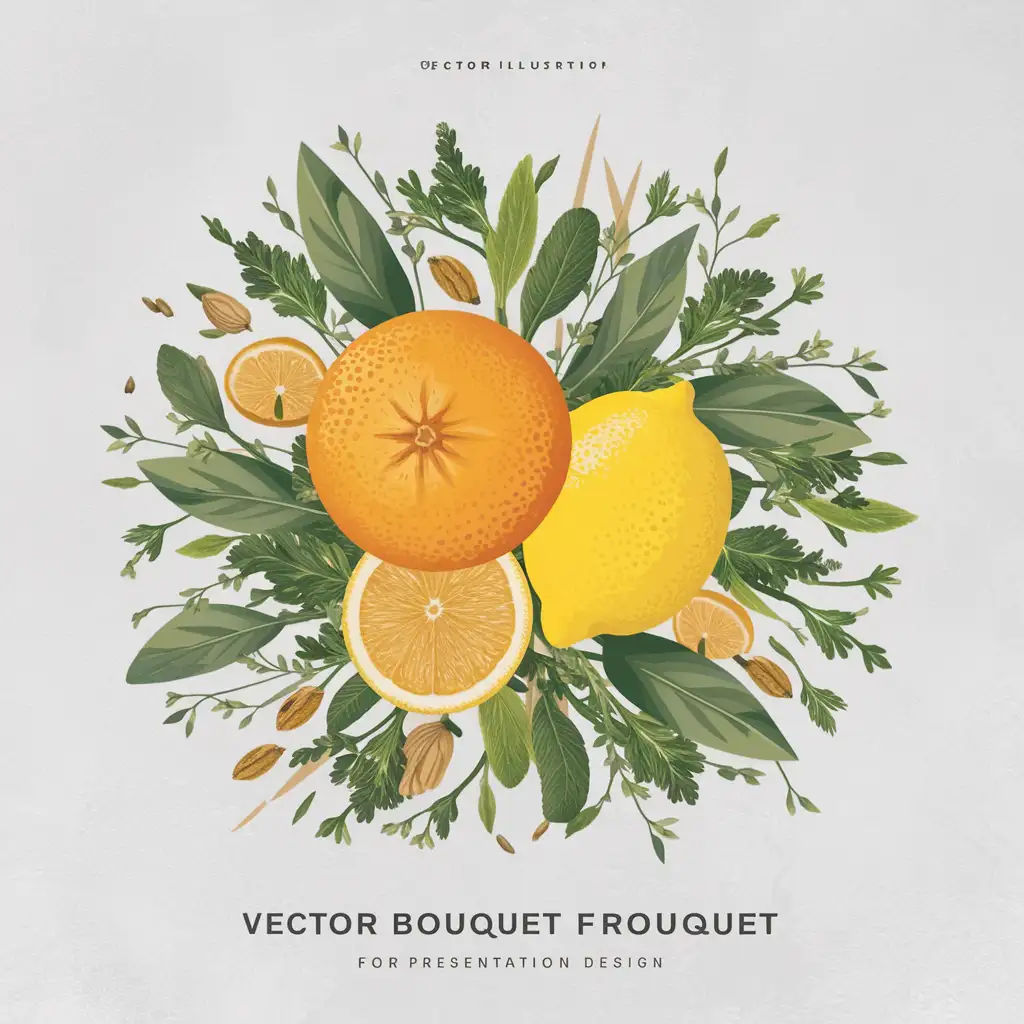 Botanical Illustration Citrus and Spice Bouquet