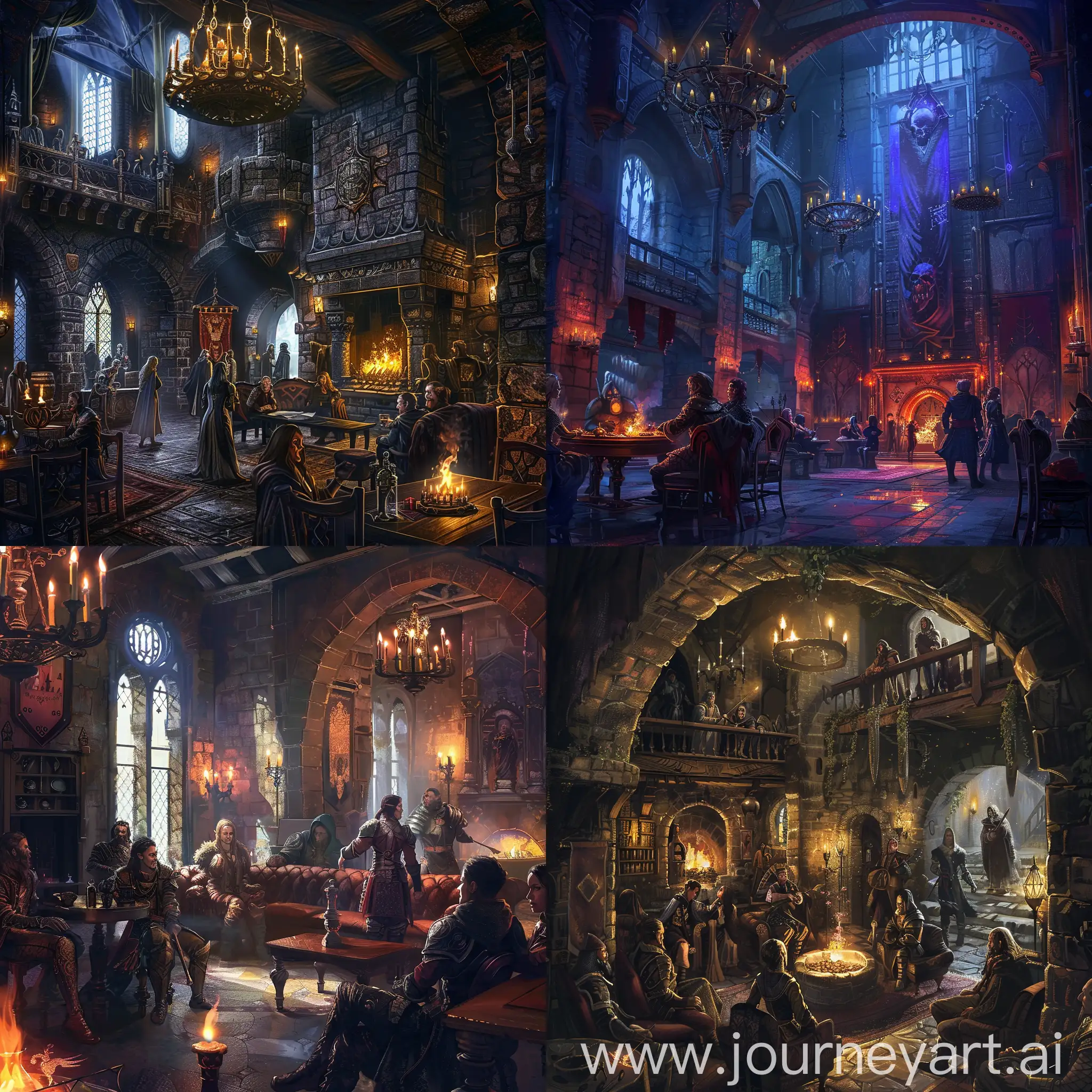 Medieval-Castle-Lounge-with-Dark-Fantasy-Characters