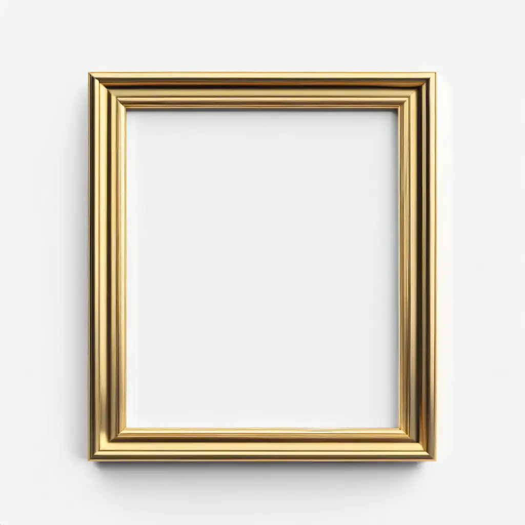 Elegant Gold Photo Frame in Full View Photorealistic 3D Render on White Background