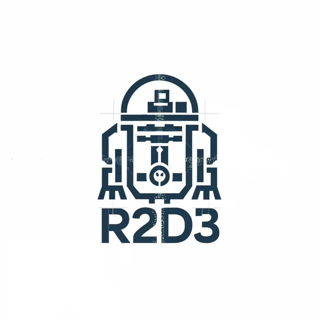 a logo design,with the text "R2D3", main symbol:R2D2,Minimalistic,be used in Internet industry,clear background