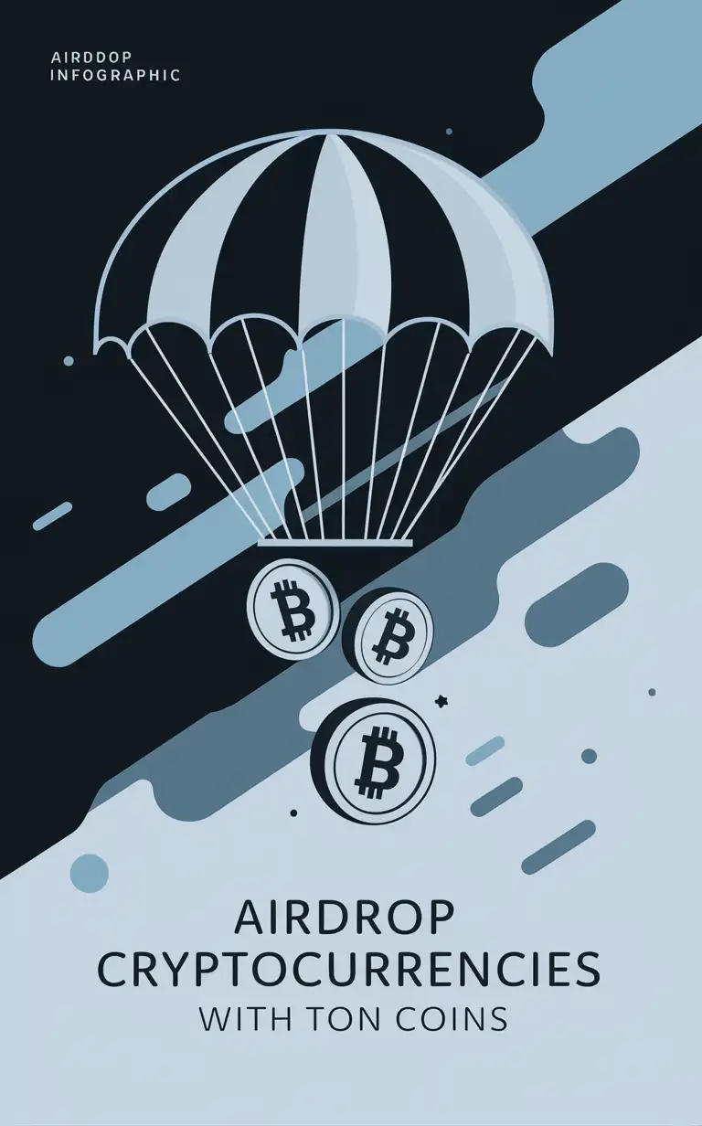 airdrop cryptocurrencies with TON coins. The image is simple and designer for the post.