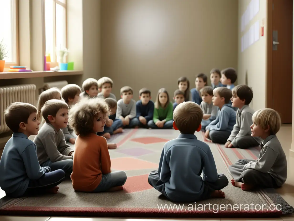 Morning-Gathering-of-Children-on-Hall-Rug