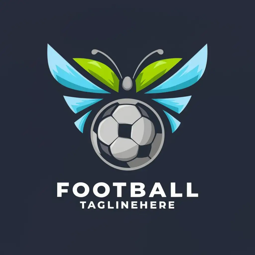 a logo design,with the text 'S' , main symbol:football, sport, butterfly, nature, blue, green,Moderate,be used in Sports Fitness industry,clear background