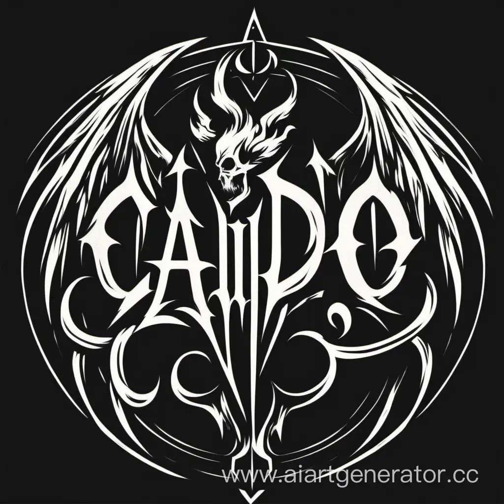 Minimalistic Gang logo named "Caído", fallen angels thematic, black and white, Lucifer, Belial, Azazel, fight, inspired by Gustave Dore
