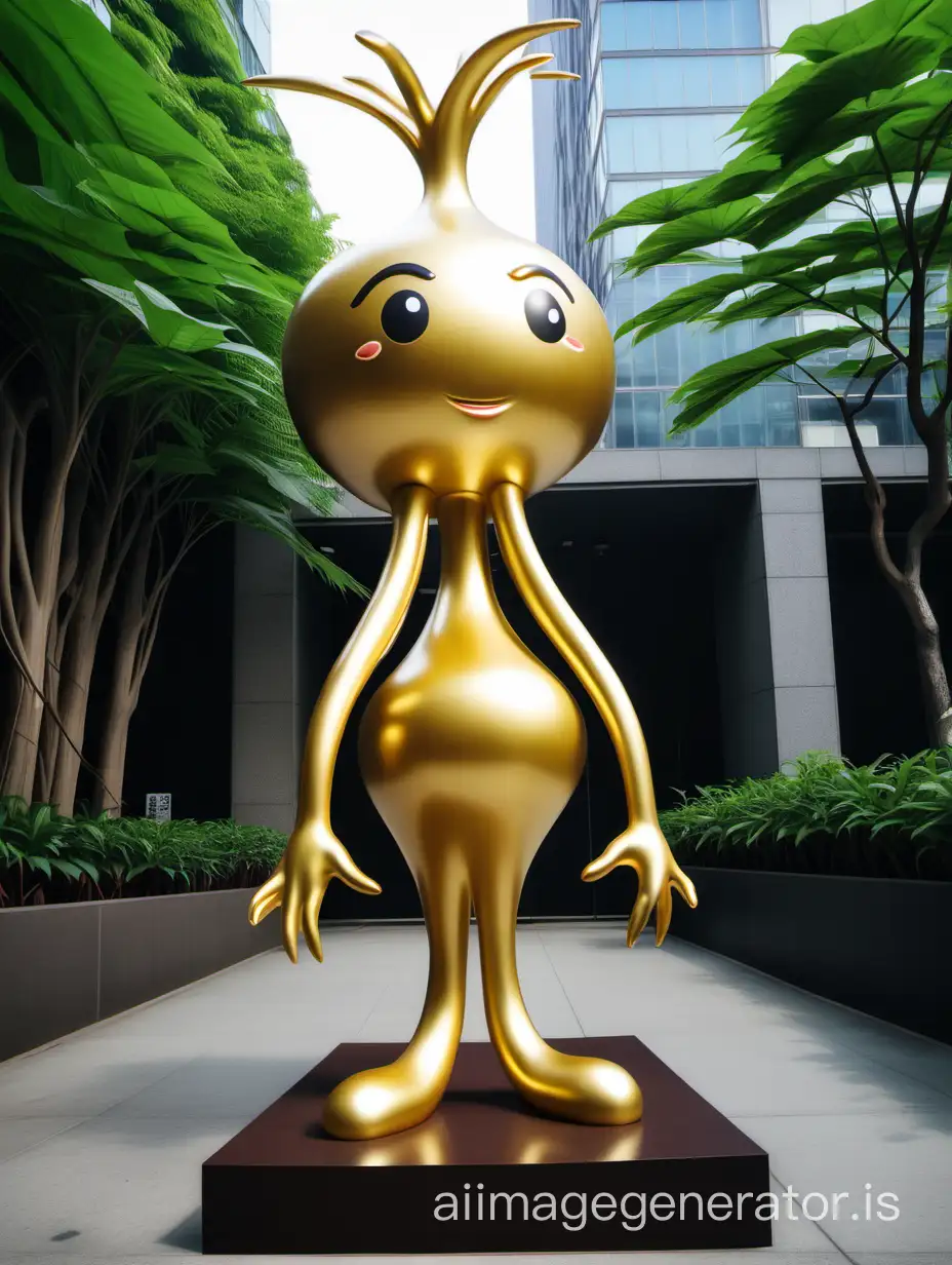 golden bean sprout statue