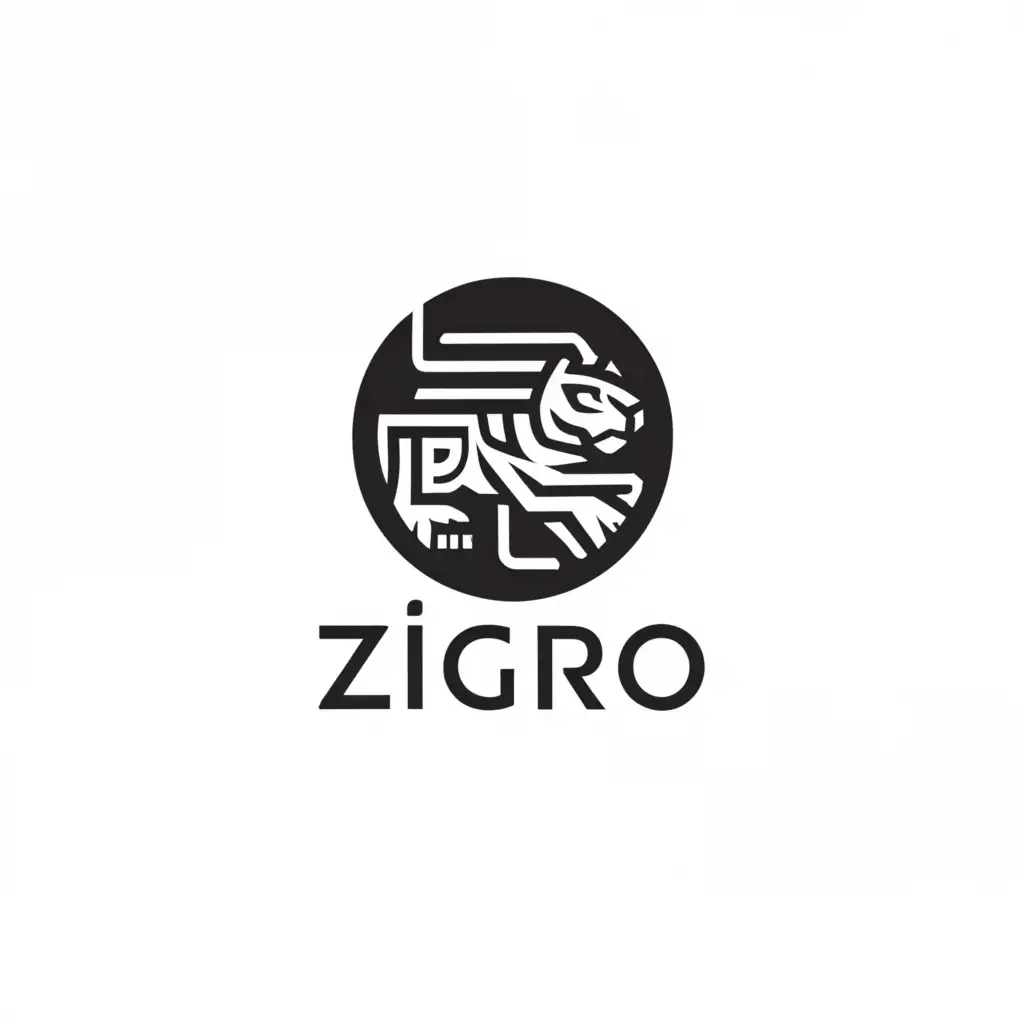 a logo design,with the text "Zigro", main symbol:Air receiver, compressed air tank, tiger,Minimalistic,clear background