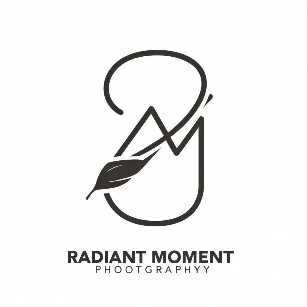a logo design,with the text "RADIANT MOMENT PHOTOGRAPHY", main symbol:r m signature
,Moderate,be used in Events industry,clear background