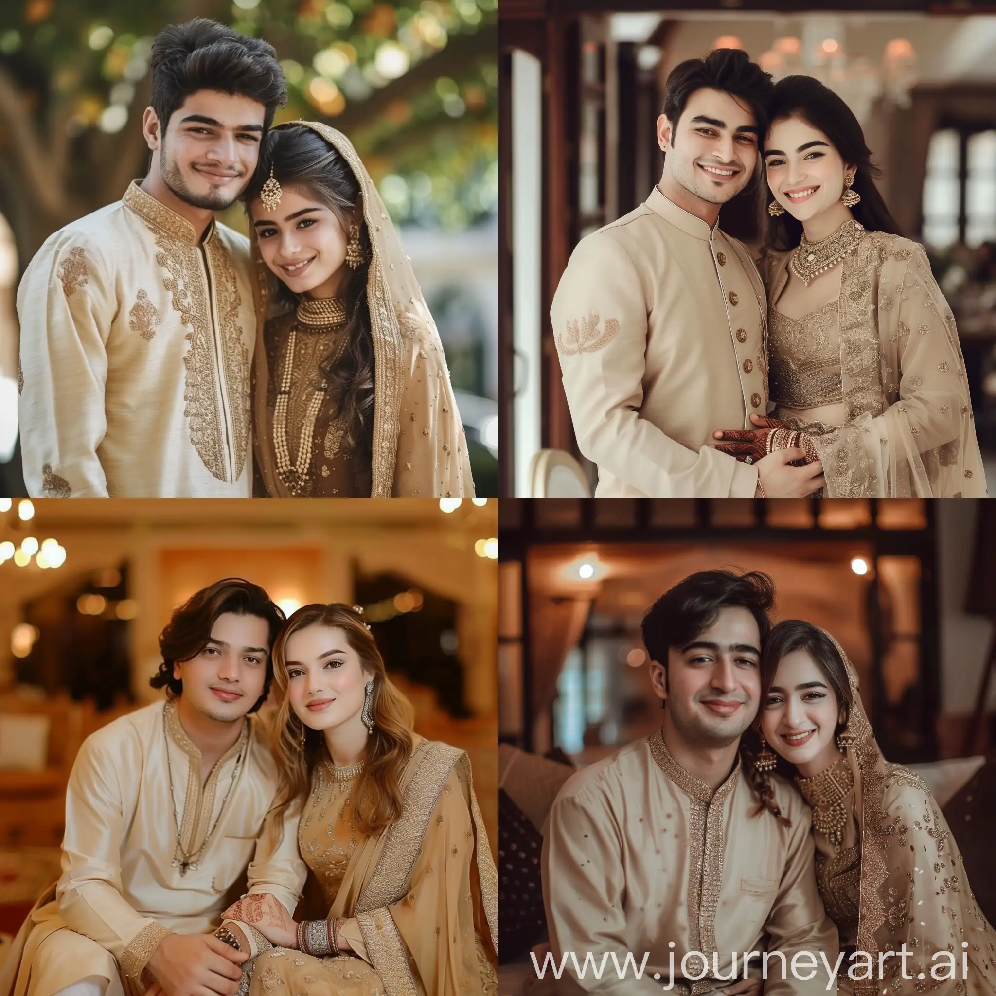 Generate couple image the boy name is M.Hanif Noor and girl name is Shaista