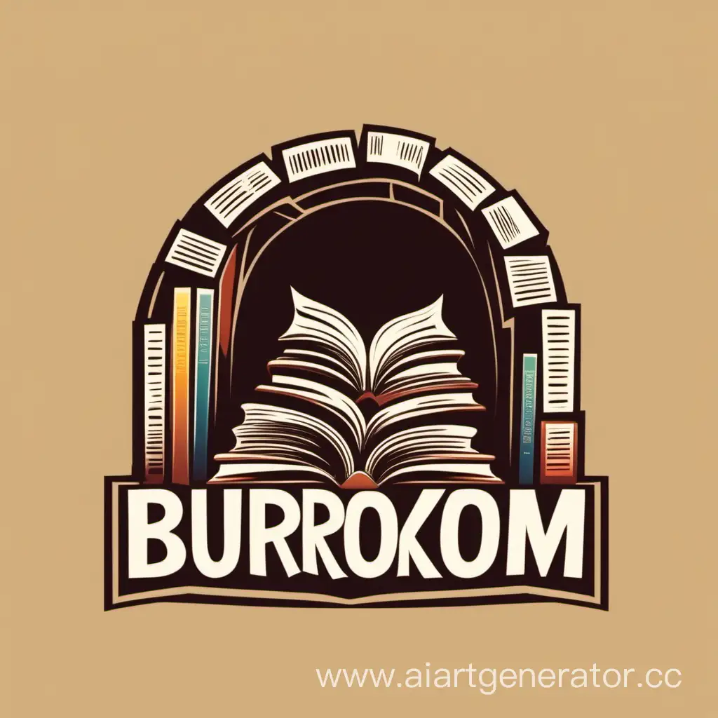 логотип с книжним червяком в логове построенный из книг