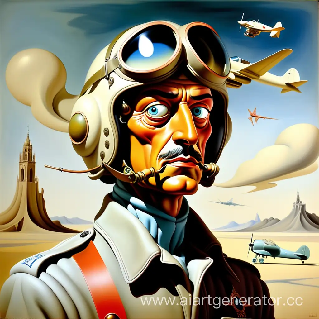 a fighter pilot painted by Dali