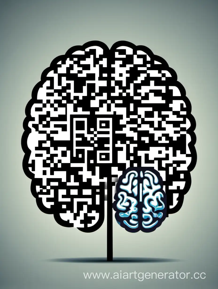 Мозг с Qr-кодом