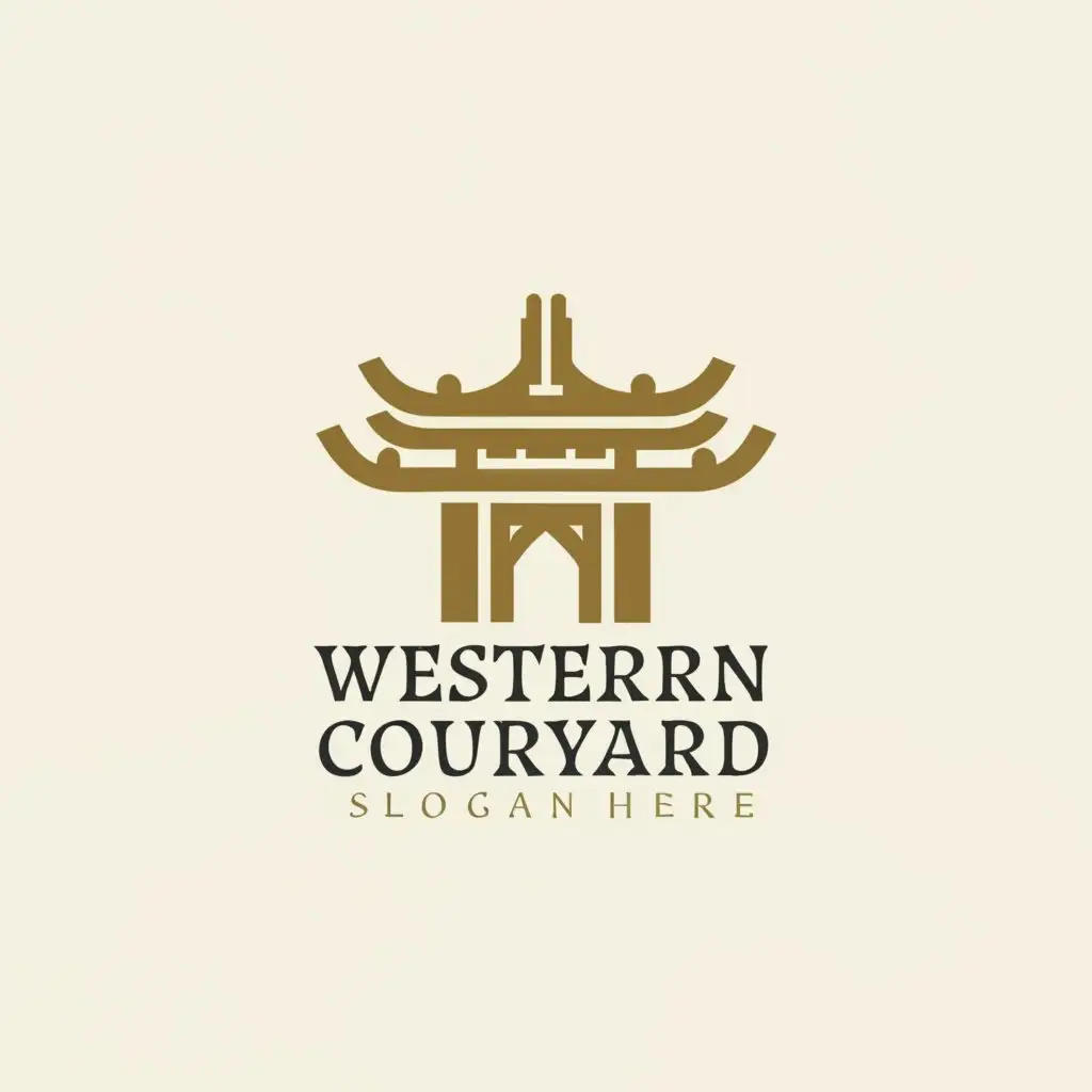 a logo design,with the text "Western Courtyard", main symbol:Ancient Chinese-style dwellings,Minimalistic,be used in Travel industry,clear background