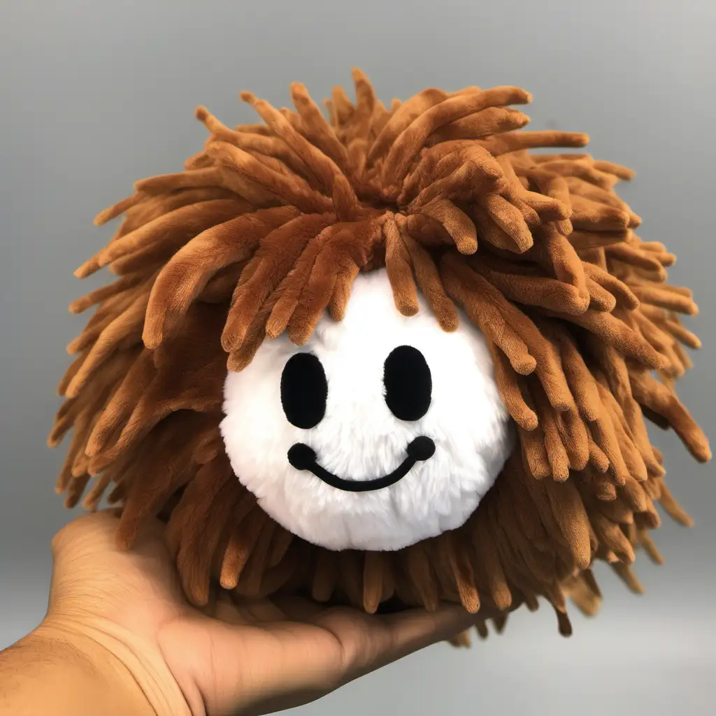 Adorable Gridiron Ball Plush Toy with Shaggy Hair and Happy Face