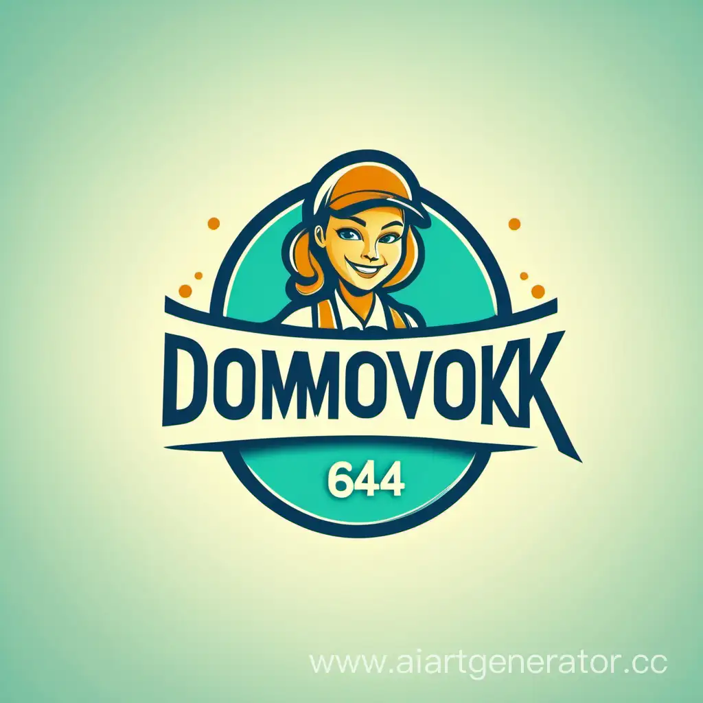 логотип для клининговой компании  ДОМОВЁНОК 64 на русском языке  