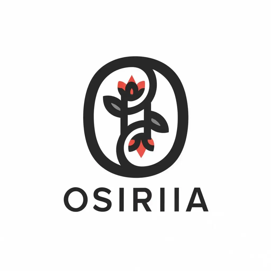 logo, simple and modern, 2024, symbol or pictorial that is connected of the letter O and letter S with a rose inside the O make it somewhat connected to Influencer marketing and Digital marketing, with the text "Osiria", typography, be used in Internet industry