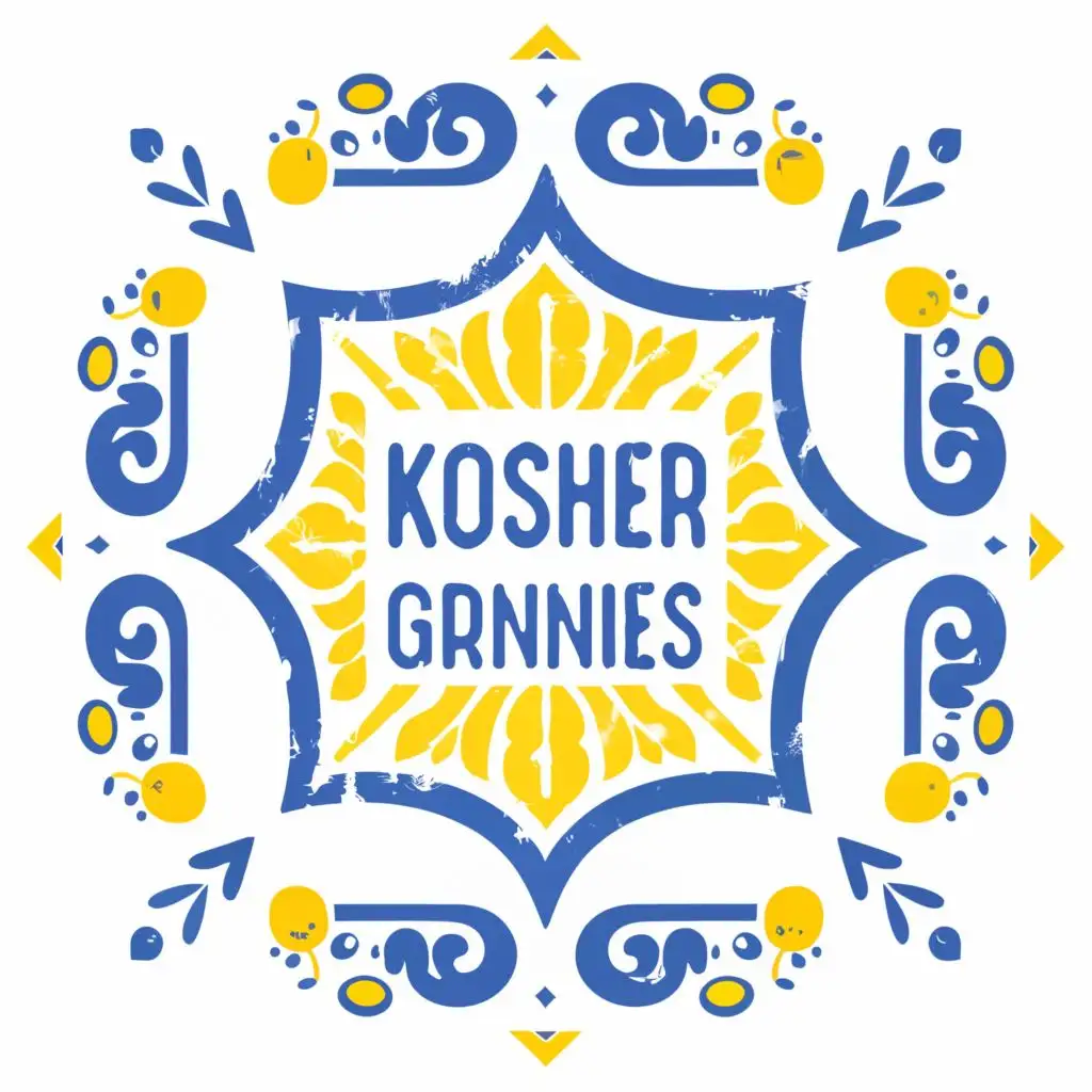 LOGO-Design-for-Kosher-Grannies-Clean-White-Canvas-with-Star-of-David-in-Blue-and-Yellow-Embracing-Typography