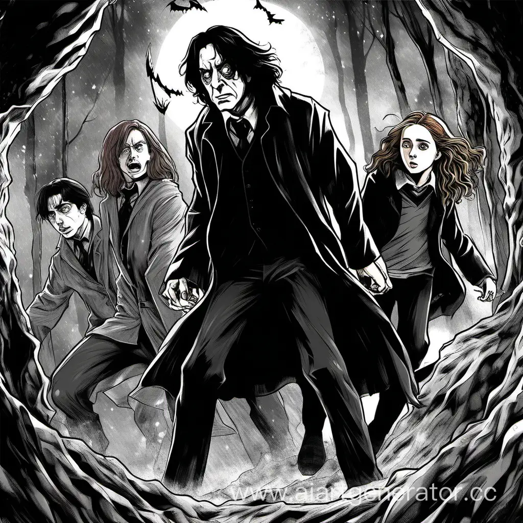 Severus-Snape-Rescues-Harry-Ron-and-Hermione-from-Werewolf-Lupin