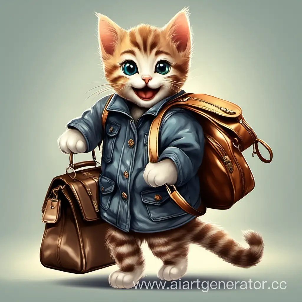 Joyful-Kitten-Playfully-Interacts-with-Womans-Bag