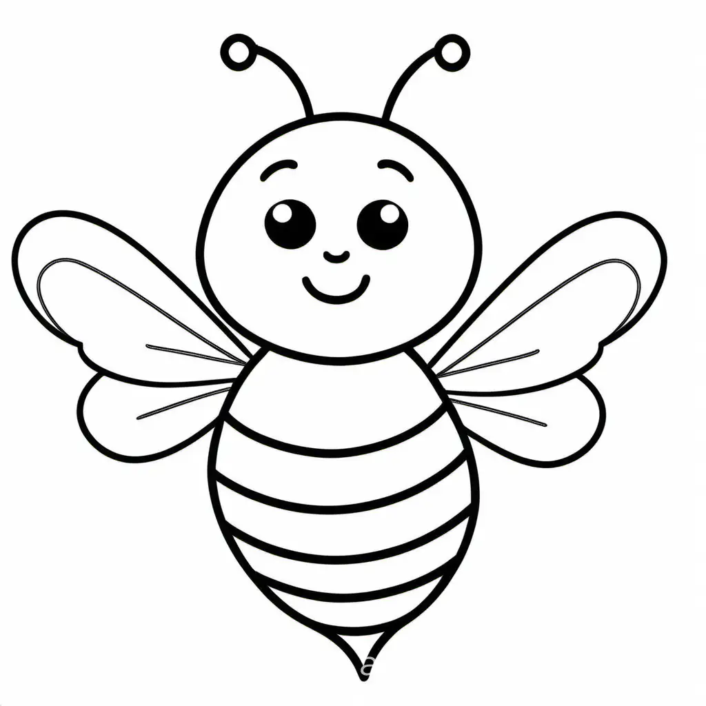 baby bee
for kid, Coloring Page, black and white, line art, white background, Simplicity, Ample White Space. The background of the coloring page is plain white to make it easy for young children to color within the lines. The outlines of all the subjects are easy to distinguish, making it simple for kids to color without too much difficulty