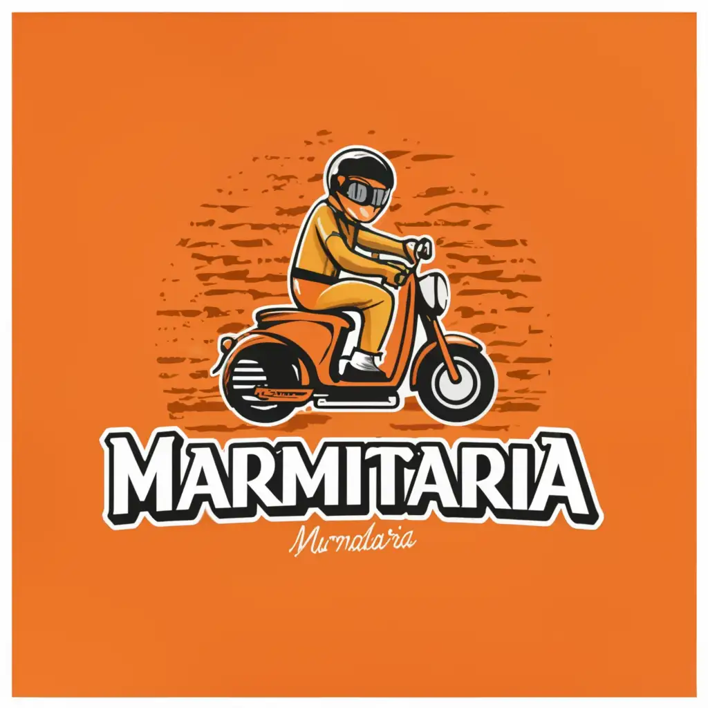 a logo design,with the text "Tasty Marmitaria", main symbol:motoboy, marmitas, food,,Moderate,clear background