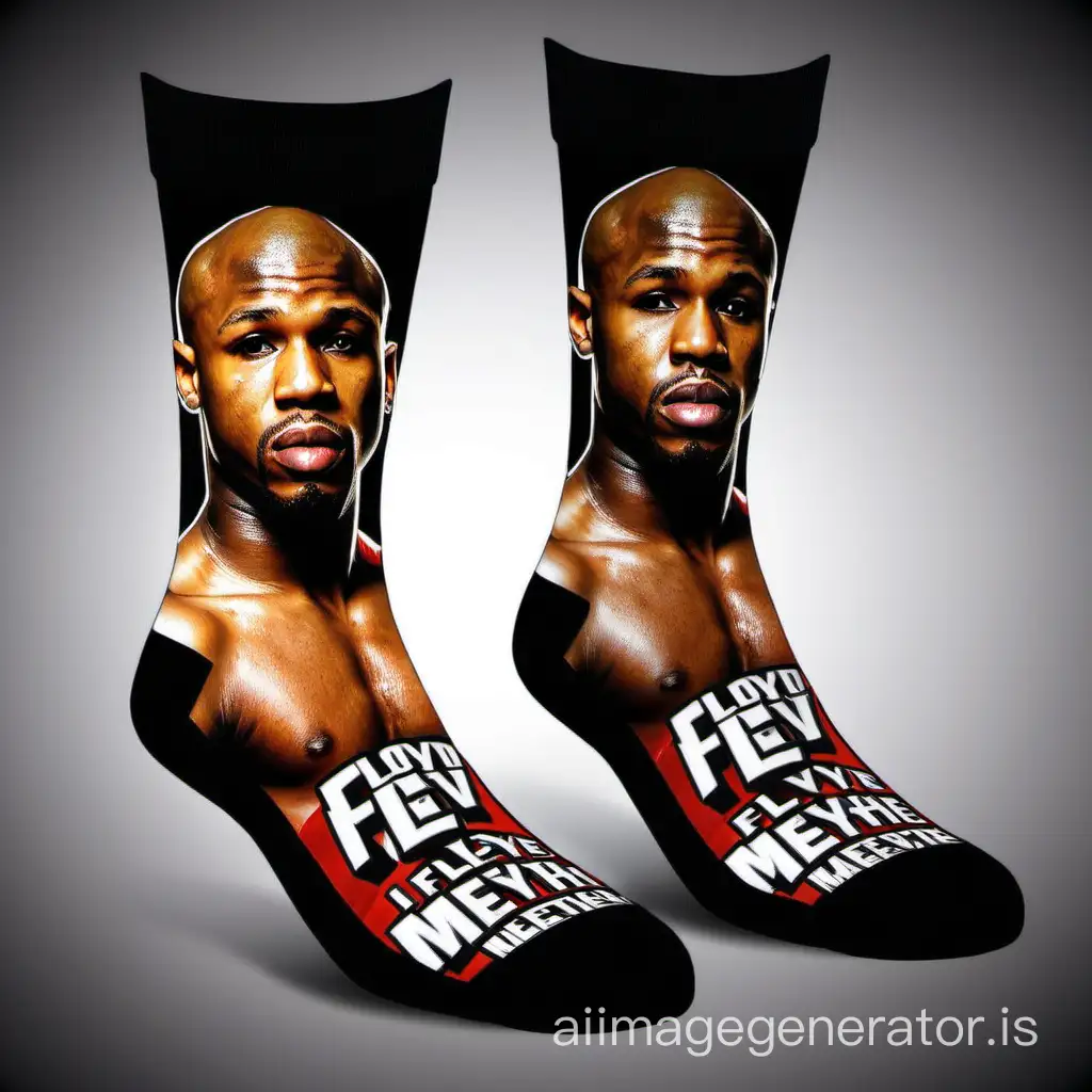 A pair of Floyd  Mayweather graphic  socks 