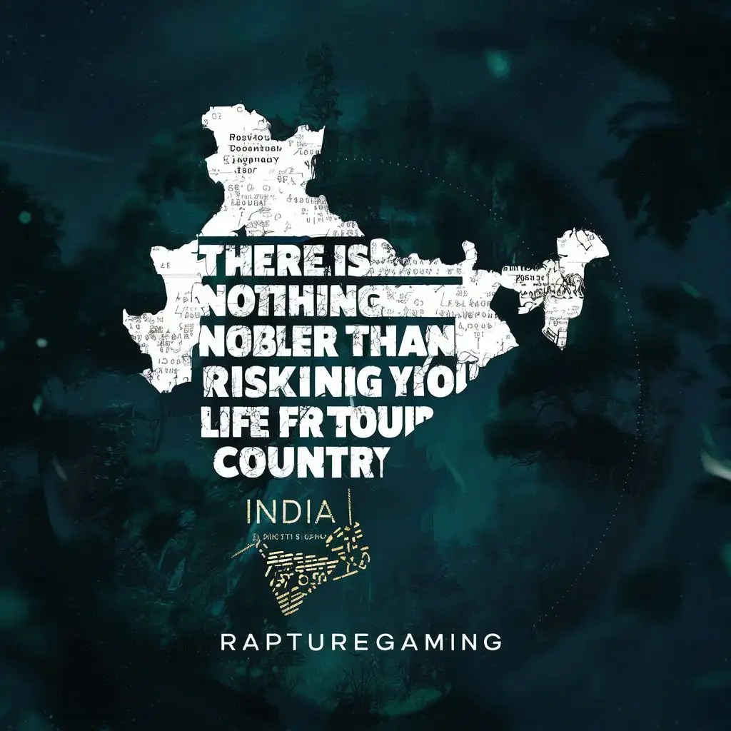 logo, ✒"There is nothing nobler than risking your life for your country" INDIA, with the text "Rapturegaming", typography, be used in Nonprofit industry