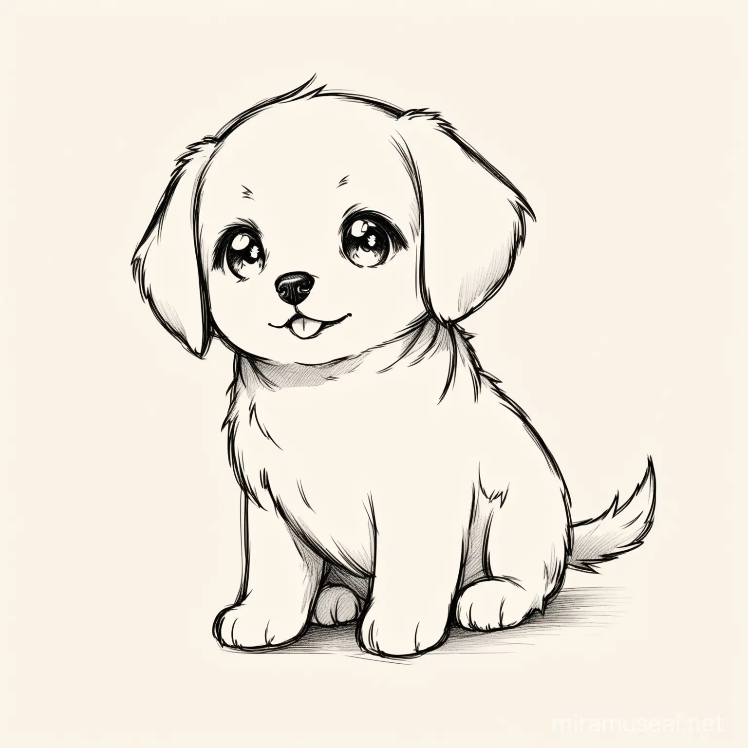cute dog pencil sketch outline