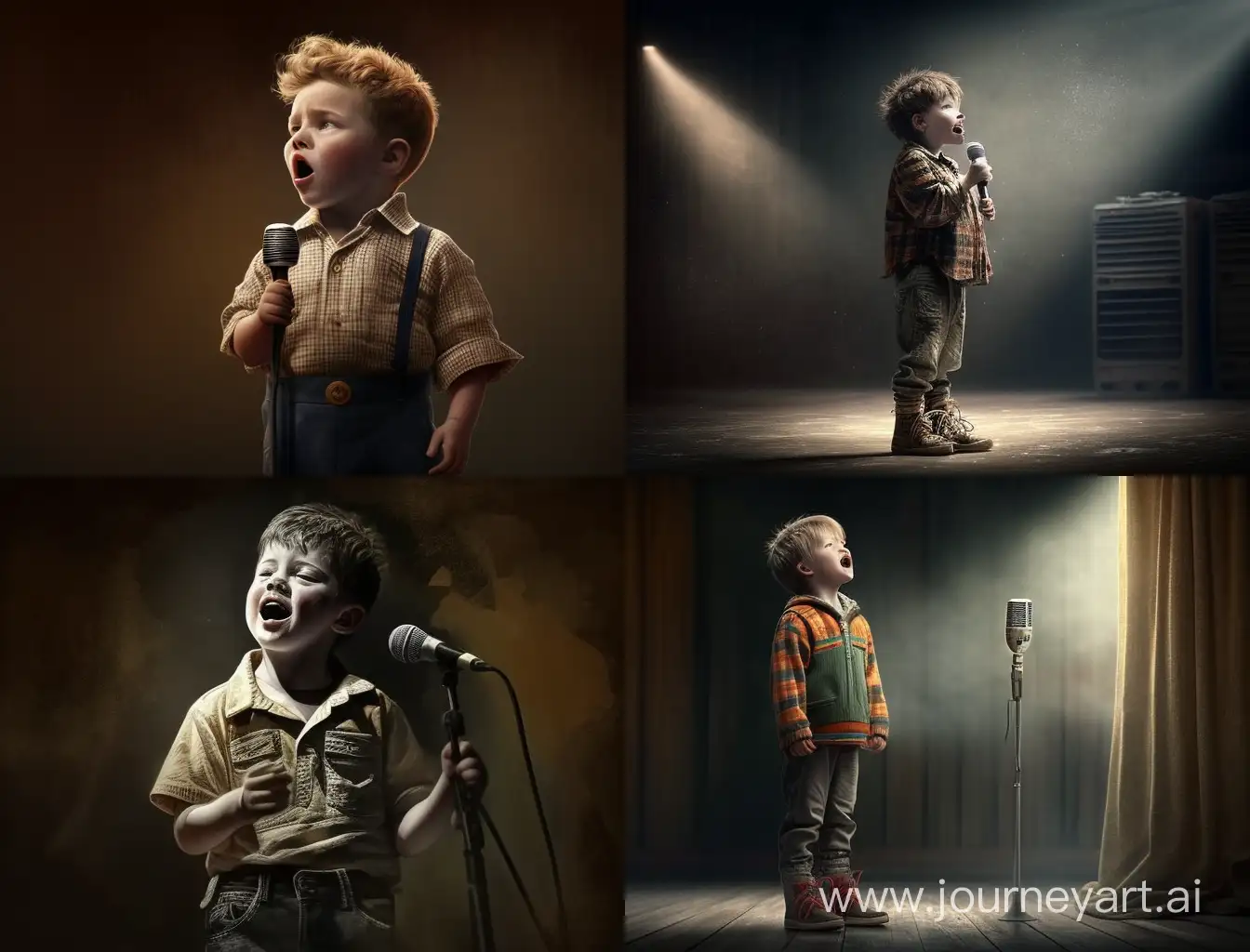 Singing boy on the stage