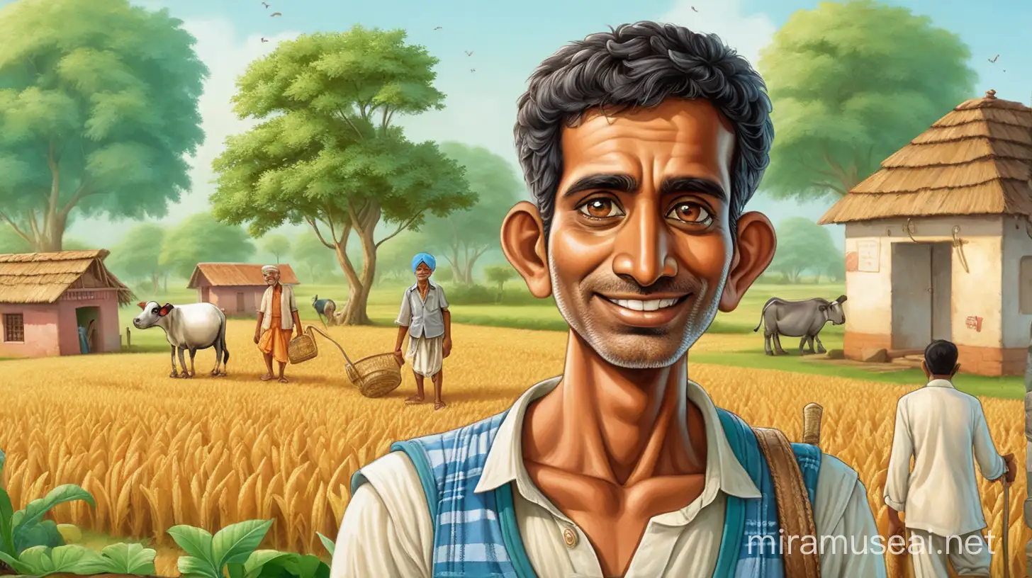 the village and the protagonist, Raju, a kind-hearted farmer known for his generosity.