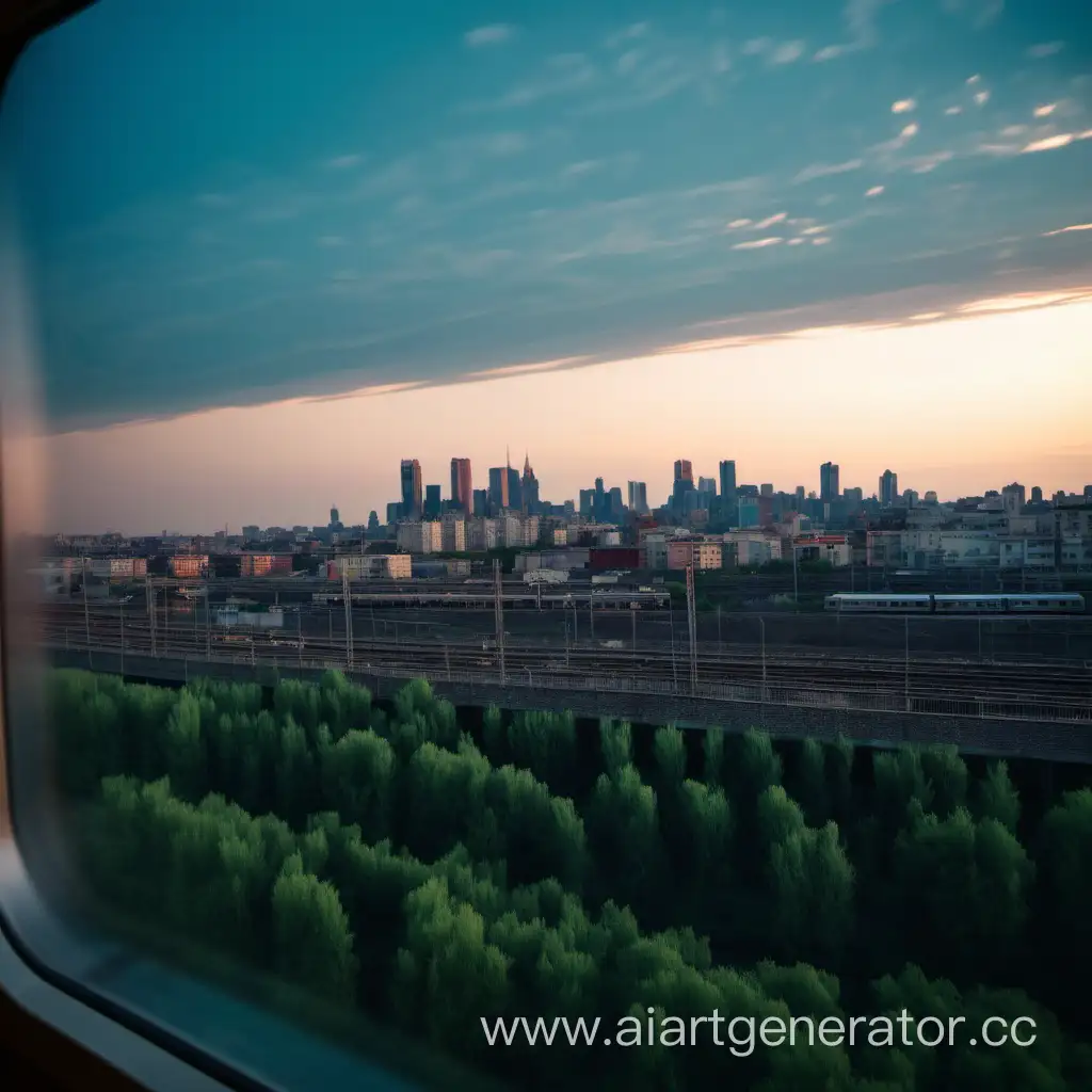 City-Summer-Evening-Train-Window-View