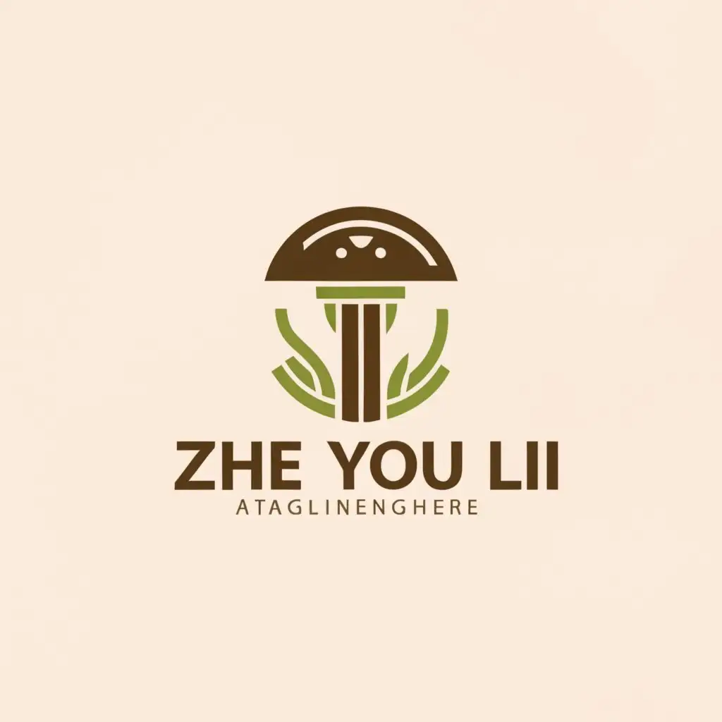 a logo design,with the text "Zhe Li You Li", main symbol:Mushrooms and bamboo shoots,Minimalistic,clear background
