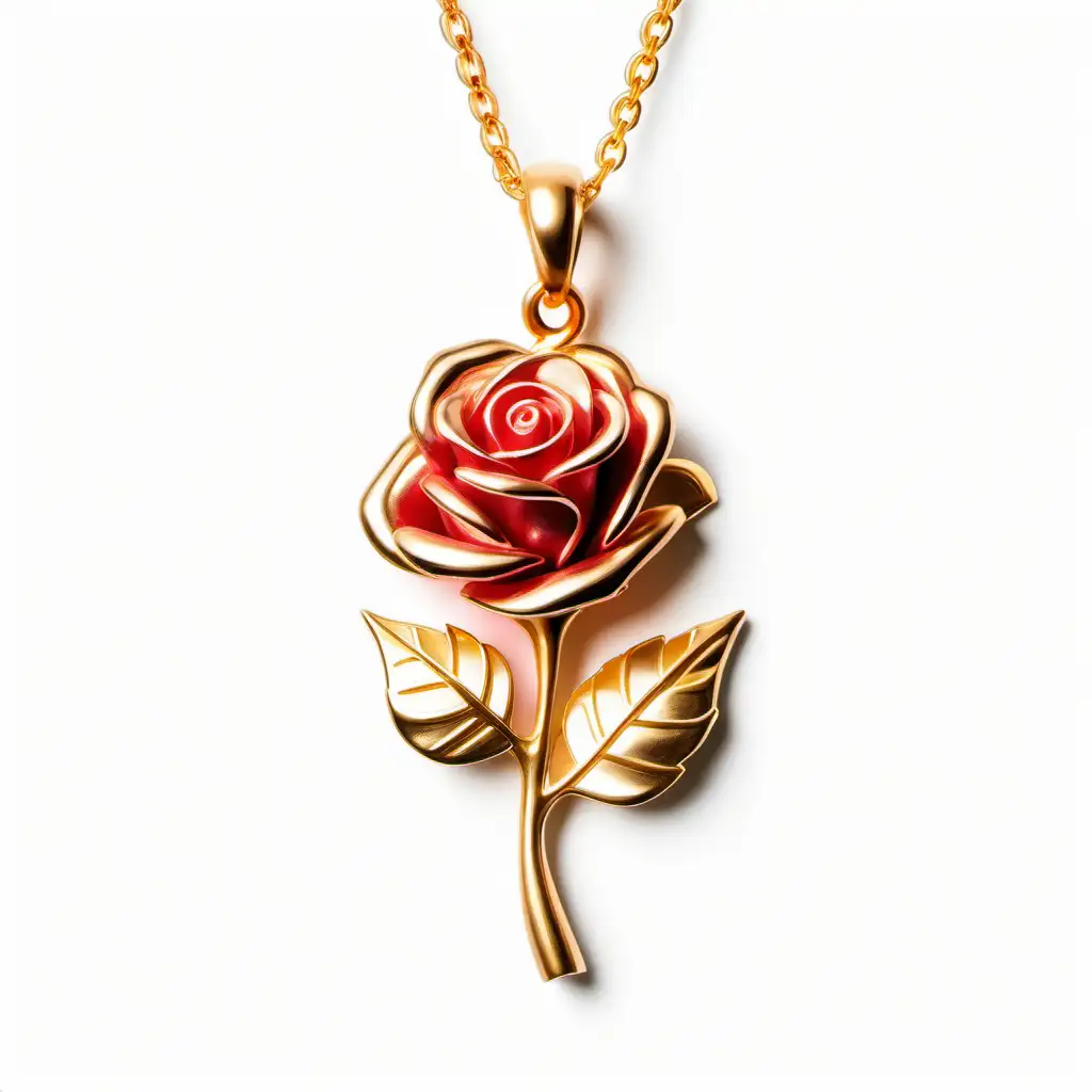 rose charm, gold pendant on white background