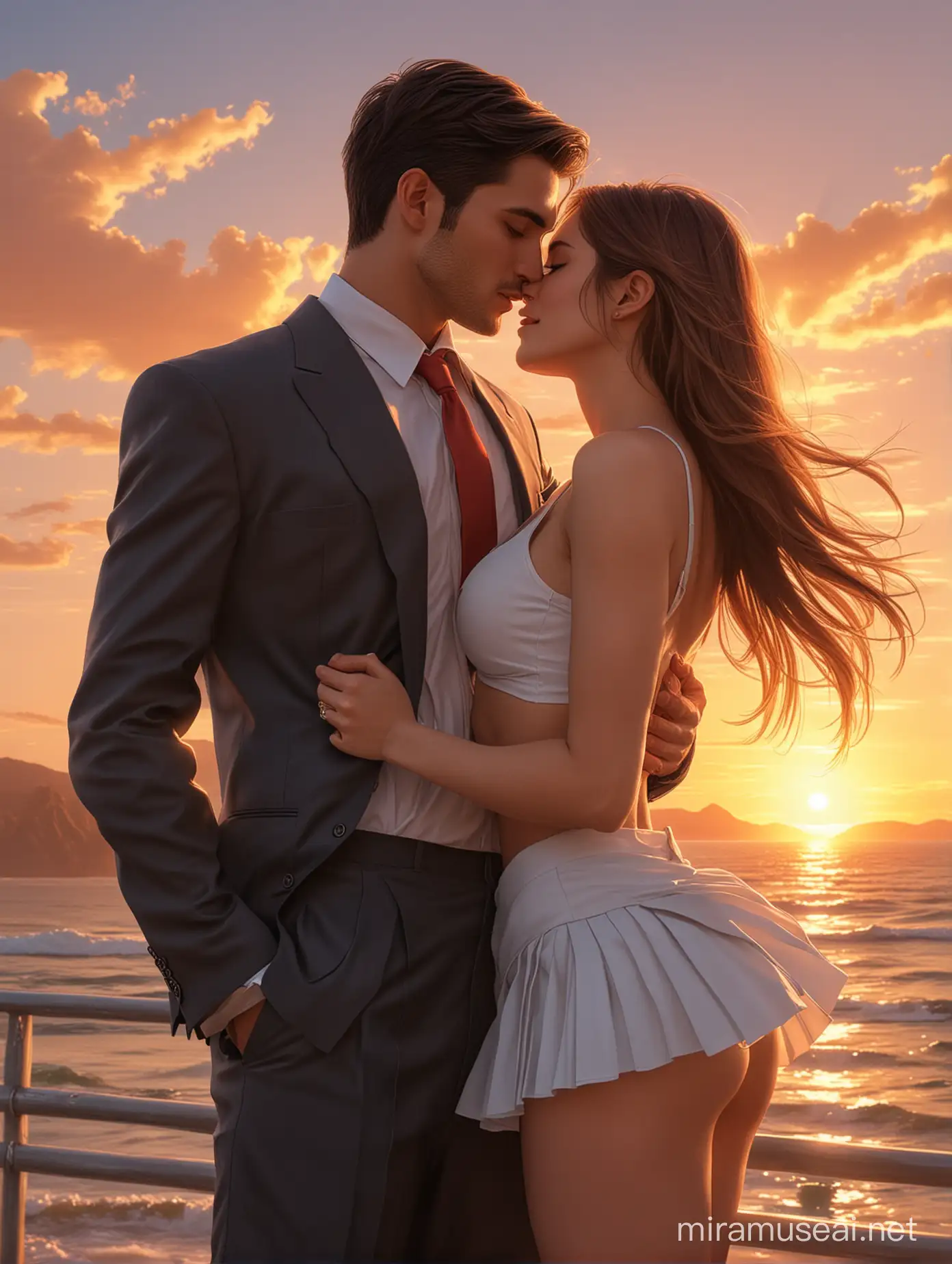 Romantic Couple Embracing at Sunset HQ Digital Art by Adrian Zingg