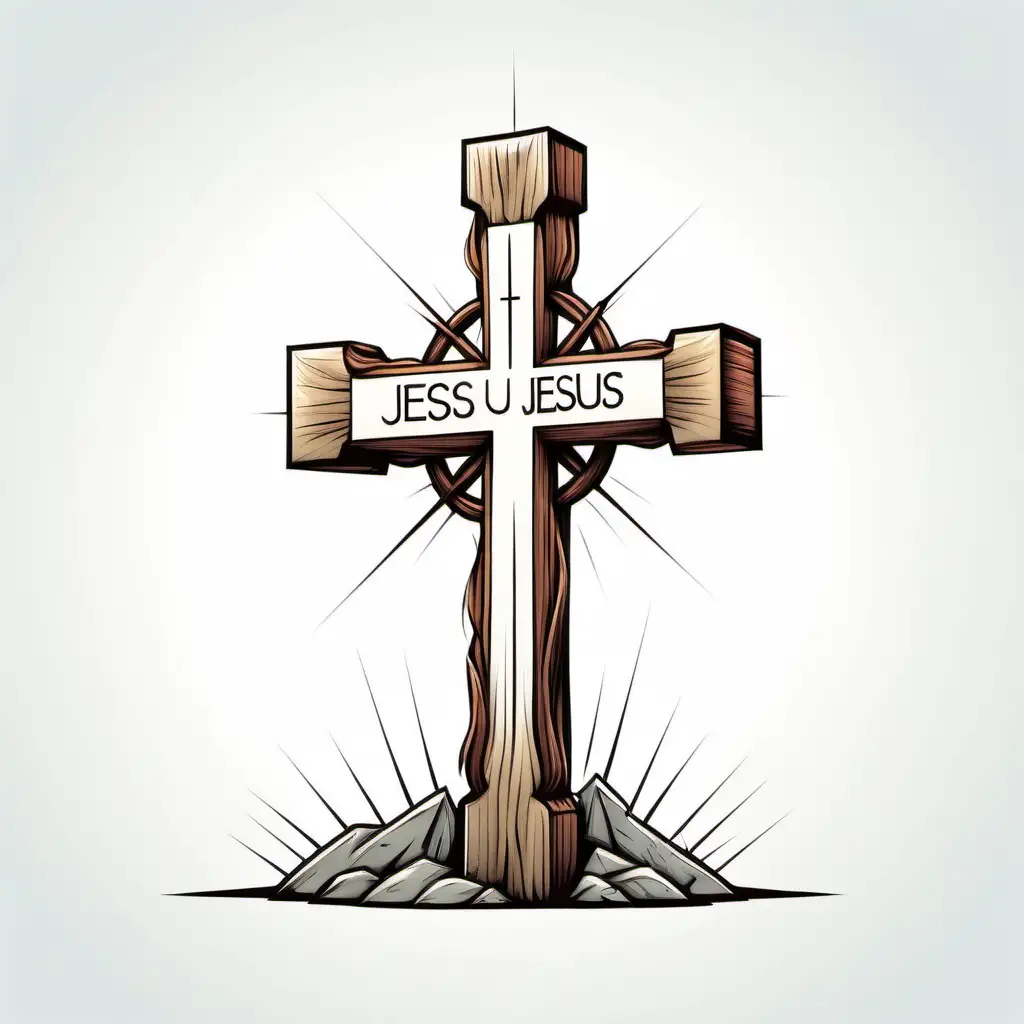 a cross without jesus on it ,detailed,white background,cartoon